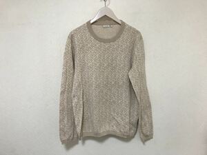 本物カルバンクライン Calvinklein薄手コットン柄クルーネックニットセーター長袖アメカジビジネススーツメンズLインナーベージュ