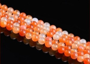 [EasternStar] 海外発送 カーネリアン 玉髄 カルセドニー Carnelian 天然石 玉サイズ16mm 1連売り 長さ約40cm