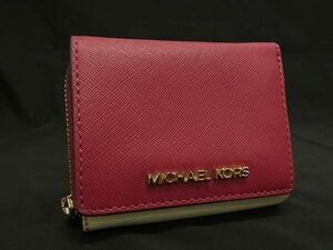 ■美品■ MICHAEL KORS マイケルコース レザー 三つ折り 財布 ウォレット 小銭入れ 札入れ レディース ワインレッド系 DG0020