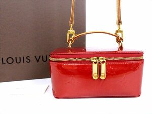 美品☆LOUIS VUITTON【ルイヴィトン】ジュエルケース☆ストラップ付☆モノグラムヴェルニ☆ロゴ ハンドバッグ☆ミニ☆赤☆ジュエリー