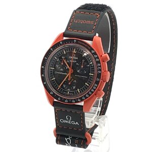 [131-3038] Swatch×OMEGA (スウォッチ×オメガ) MISSION ON EARTH クオーツ腕時計 オレンジ