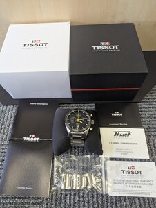 ティソ TISSOT T100.427.11.051.00 A PRS516 クロノグラフ 自動巻き メンズ 1回使用のみ 美品 中古品 稼働品 腕時計 付属品有り 黒文字盤