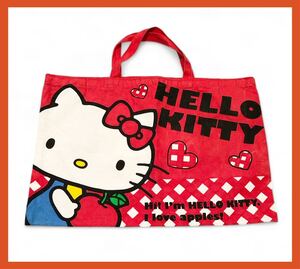 2287●SANRIO サンリオ●HELLO KITTY ハローキティ ビッグロゴ キティちゃん アップル プリント トートバッグ レッド