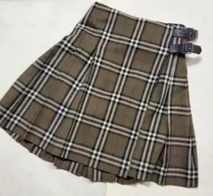 ヴィンテージ　BURBERRY　プリーツ　巻きスカート　ノバチェックグリーン系