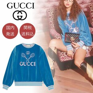 GUCCI☆グッチ☆2020SSコレクションモデル!! テニス ステッチ スウェットトレーナー!!クリーニング済み美品!! 藤田ニコルさん着用モデル