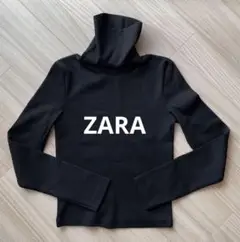 ZARA ザラ タートルネックリブカットソー 長袖 ブラック 黒