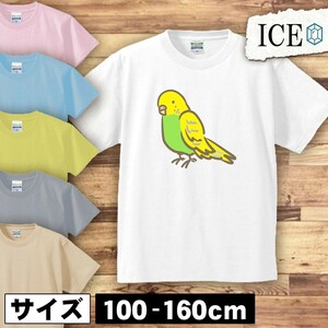 セキセイインコ 青 キッズ 半袖 Tシャツ 男の子 女の子 ボーイズ ガールズ プリント 綿 おもしろ 面白い ゆるい トップス ジュニア かわい