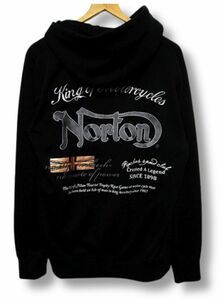 ノートン Norton プルオーバーパーカー 温かな裏マイクロフリース ロゴ刺繍 黒 メンズ Lサイズ ■管理番号L28286AWS25-241116-20-3