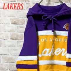 【希少】LOSANGELSS LAKERS プルオーバーパーカー　刺繍　Mサイズ