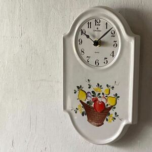 メンテ済み品 ドイツ ユンハンス 陶器 ヴィンテージ ウォールクロック キッチン ハンドペイント 掛け時計