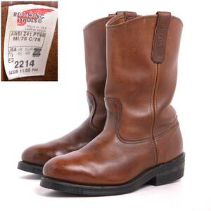 【PT99】05年製 レッドウィング #2214 US7.5 E3 ペコスブーツ 茶 ブラウン ビブラムソール RED WING Pecos Boots