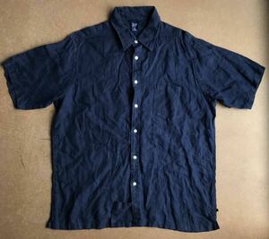 オールドギャップ インド製 紺タグ 麻混シャツ ネイビー Gap リネンシャツ