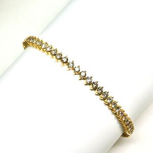 1円〜!!豪華!!▼K18 天然ダイヤモンドブレスレット▼J 10.9g 約19cm diamond バングル bracelet bangle テニスブレスレット FA9/ S319