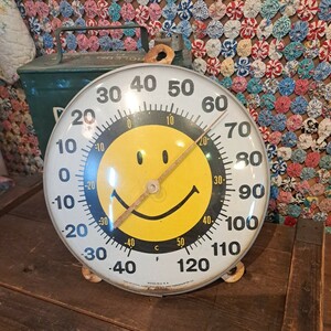 VINTAGE SMILEY FACE OHIO JUMBO DIAL THERMOMETER ビンテージスマイル温度計1970s錆びありジャンク