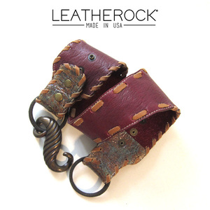 美品　アメリカ製　LEATHEROCK　ワイド幅　フック式本革ベルト　