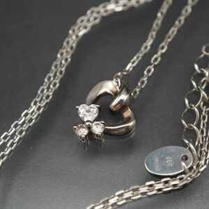 P517 4°C ヨンドシー SILVER STERLING PINK刻印 ペンダント ネックレス ハート デザイン シルバー