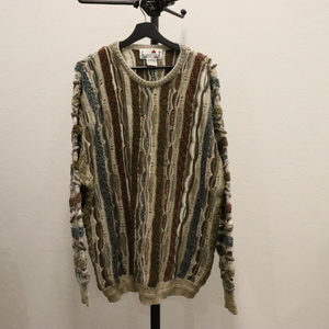 g664 2000年代製 FLORENCETRICOT 3Dニット■00s 表記XLサイズ ブラウン アメカジ ストリート 古着 古着卸 オールド 激安 希少 検 90s 80s 