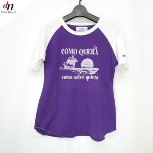 TMT ティーエムティー レディース コットン 半袖 ロゴ プリント ラグラン TEE Tシャツ カットソー PURPLE/WHITE F