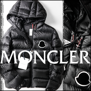 新品■希少SASSIERE/安心の国内正規品【MONCLER】モンクレール間違いない逸品!ブラックビックワッペンロゴフーデッドダウンジャケット4XXL