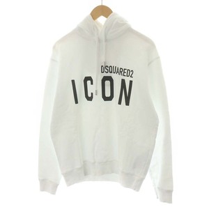 未使用品 ディースクエアード DSQUARED2 タグ付き ICON パーカー プルオーバー ロゴ 裏起毛 白 ホワイト M S79GU0003 /AN17 ■GY29 メンズ