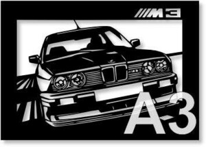 BMW E30 M3 SPORTS EVOLUTIONの切り紙　(1)【A3サイズ】[C3-001]