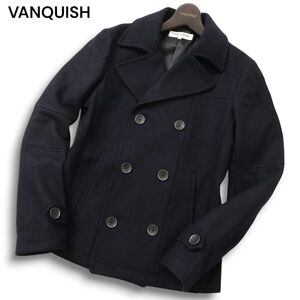 VANQUISH ヴァンキッシュ 秋冬 メルトン ウール★ Pコート Sz.S　メンズ ネイビー　C4T10380_B#N