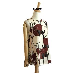 【MARNI】 シルク プラントプリントプルオーバー ノースリーブブラウス