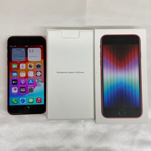 B【iPhone SE3】第3世代 SIMフリー 128GB バッテリー最大容量82% レッド Apple アップル 箱あり