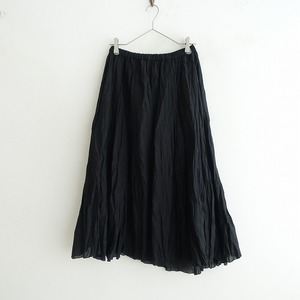 【定価3.1万】パドカレ pas de calais *リネンブレンドワッシャー加工ロングスカート*36黒ブラックシワ(sk33-2412-508)【12A52】