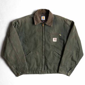 【雰囲気抜群/モスグリーン】Carhartt【Detroit Jacket デトロイトジャケット】 ダック カーハート 古着 2410584