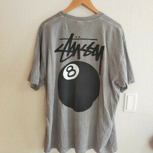 STUSSY ステューシー 希少 USA製 8ボール プリントTシャツ OLD オールド 80s 90s ヴィンテージ ビッグサイズ XXL グレー