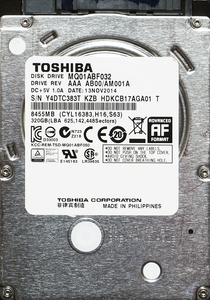 TOSHIBA MQ01ABF032 2.5インチ 7mm SATA600 320GB 71回 17031時間