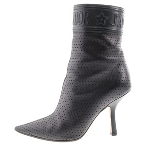 クリスチャンディオール PERFORATED LEATHER ANKLE BOOTS パンチングレザー アンクル ヒール ブーツ ブラック KCI409LAB レディース