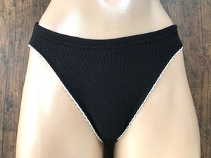 ss_1067y【キッド・ブルー 未使用整理品】パンティ／ショーツ、ブラック、絹10%入り、Mサイズ、ビキニ、ＥＣＯ、断捨離下着 ☆★☆