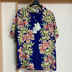 【未使用】東洋 SUN SURF サンサーフ 半袖アロハシャツ ISLAND FLOWER SHOWER ネイビー Mサイズ SS38038