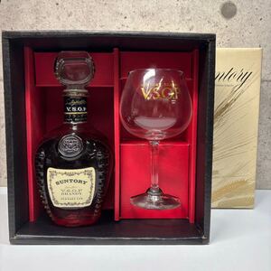 ※未開栓品 グラスセット SUNTORY V.S.O.P BRANDY ブランデー特級 43% 720ml 箱付 グラス付 ワイングラス 保管品 お酒 コレクション