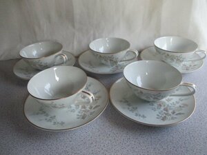 F003【Noritake ノリタケ Bone China ボンチャイナ 1963年】オールドノリタケ 金彩 ティ カップ５客