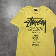 stussy　ステューシー　ワールドツアー　両面プリント　イエロー　Tシャツ