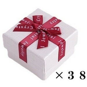 即決新品 リボン付き ギフトボックス 38個セット 指輪 ネックレス ペンダント プレゼント 白 赤 箱 まとめ 大量 ラッピング 化粧箱 正方形