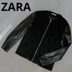 【美品】ZARA（ザラ）コントラストレザージャケット フェイクスエード ゆったり