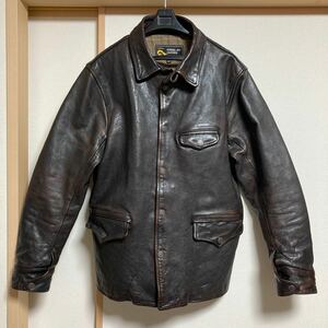 【美品】PINEAL JET LEATHER ピネールジェットレザー レザージャケット ホースハイド ブラウン XLサイズ 革ジャン