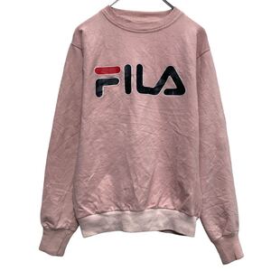 FILA プリント スウェット トレーナー フィラ レディース M~ ピンク プルオーバー 古着卸 アメリカ仕入 a610-5125