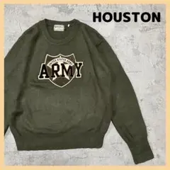 ヒューストン ニット セーター ARMY ビッグワッペンロゴ ミリタリー