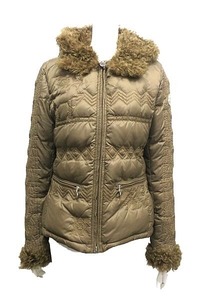 【中古】MONCLER モンクレール　ジャケット　ダウンジャケット　ブラウン　毛皮　送料無料 　1サイズ