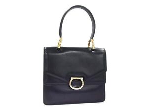 1円 CELINE セリーヌ ヴィンテージ レザー ワンハンドル ハンドバッグ レディース ブラック系 FF8888