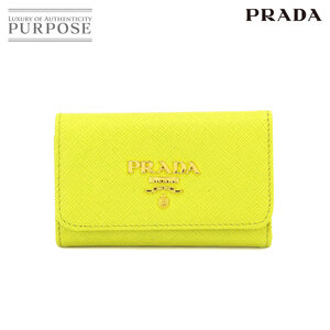 未使用 展示品 プラダ PRADA ロゴ キーケース サフィアーノ レザー CEDRO イエロー 1PG004 ゴールド 金具 Key Case 90232084