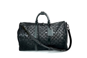 定価50万 19AW LOUIS VUITTON ルイヴィトン M53971 キーポル バンドリエール 50 ブラック モノグラム シースルー レザー ボストンバッグ