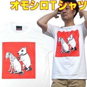 【XL】おもしろ Ｔシャツ タトゥードッグ 半袖 白 犬 ダルメシアン ブルテリア 綿100% プリント 面白Ｔシャツ UNFLEDGED