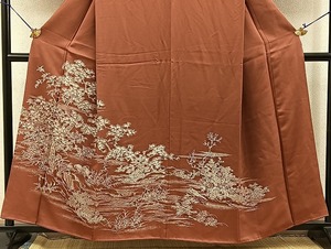 平和屋着物■豪華色留袖　手描き　老松花鳥文　金糸　正絹　逸品　BAAJ6265ck