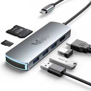 6 in 1 USB C ハブ USB3.0データ高速転送 SD / TFカードリーダー